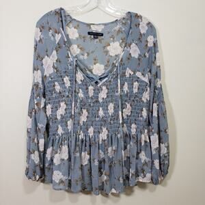 American Eagle Outfitters smocked v-neck peasant blouse with cami woman's size S